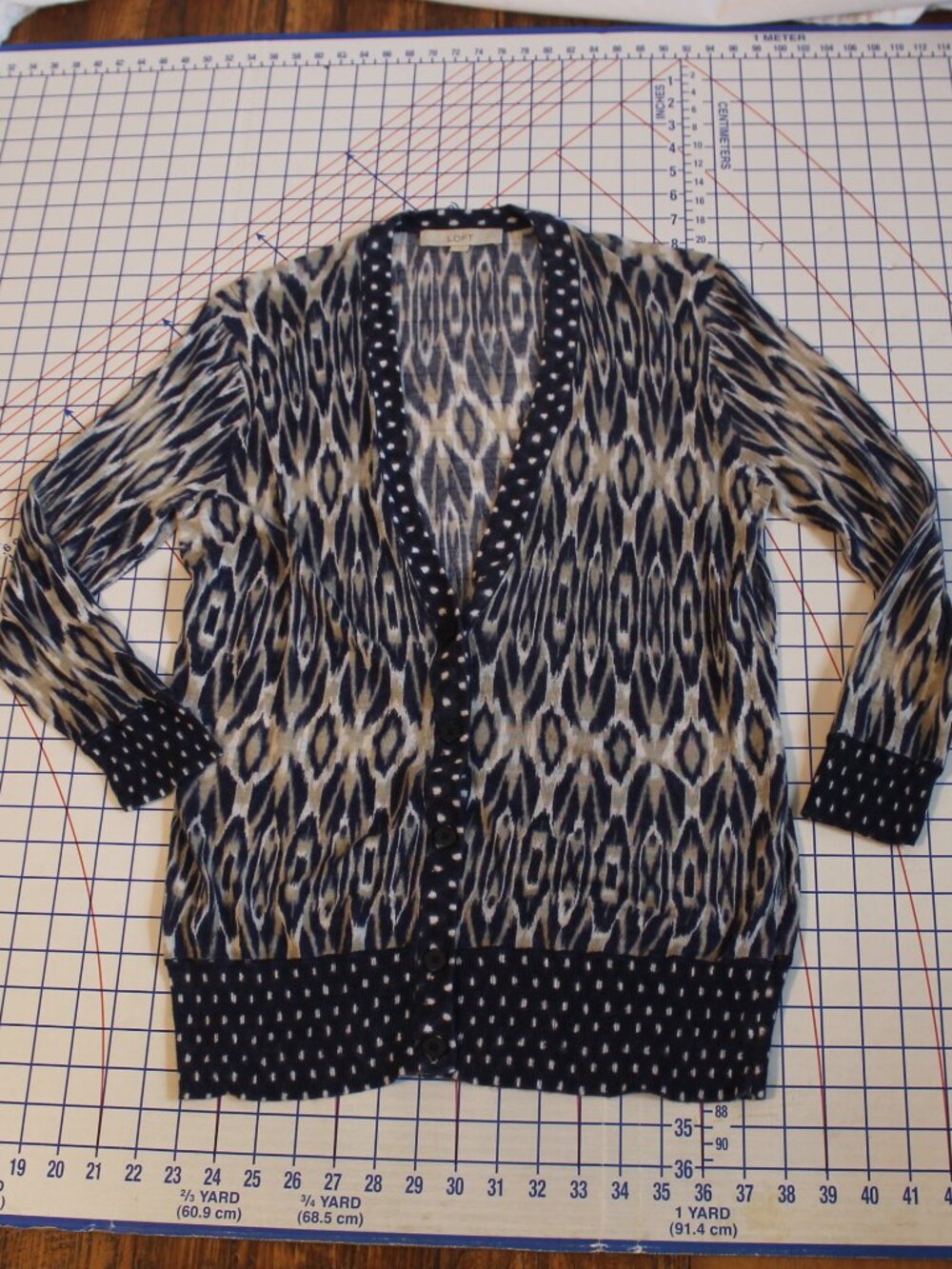 Loft Navy & Cream Cardigan, Large